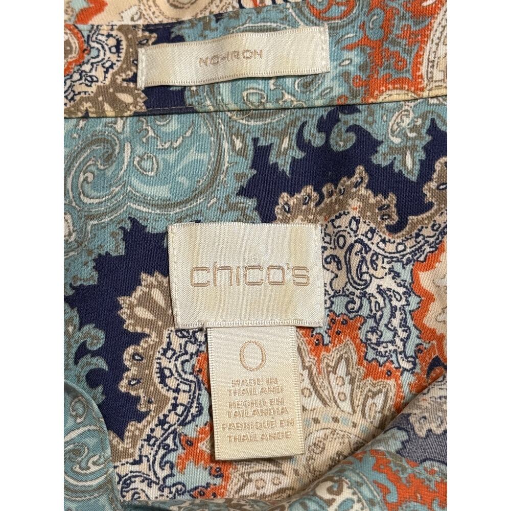Chico's Multi-Color Patchwork Print No-Iron Blouse, Size 0 - Picture 5 of 5